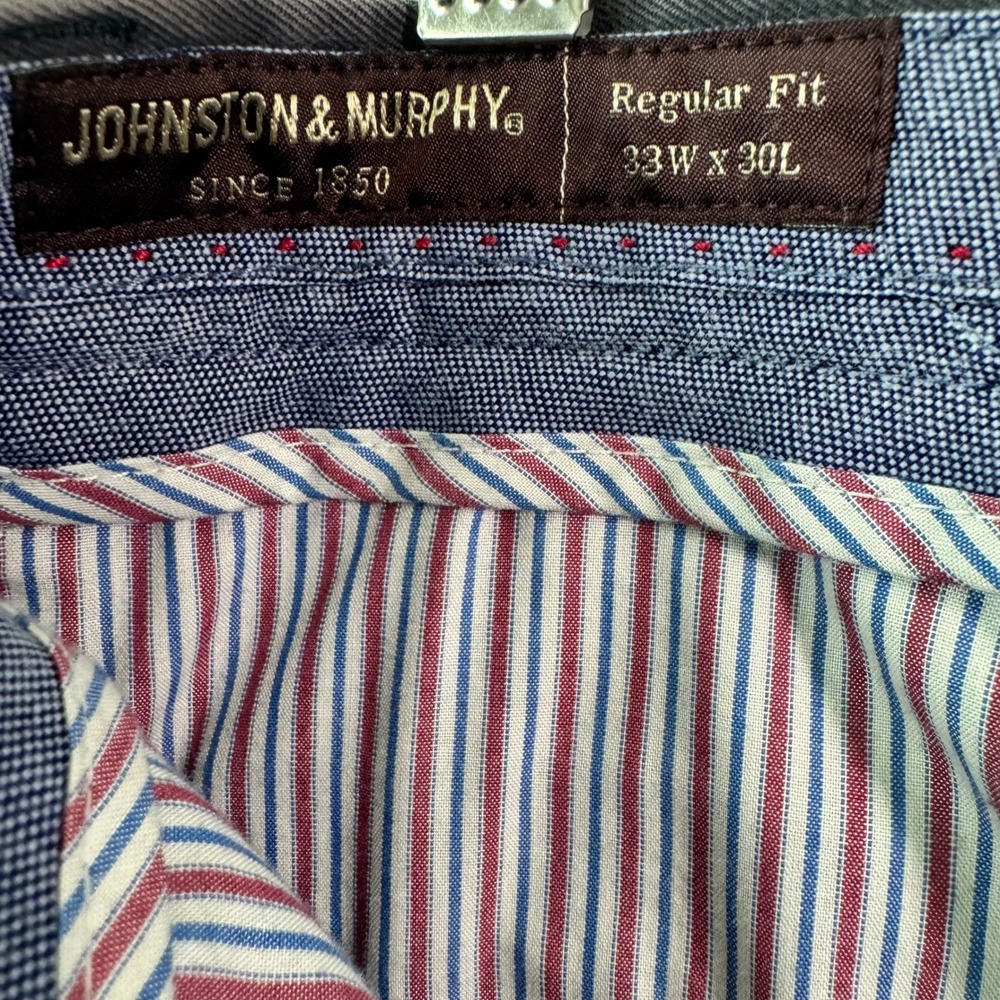 Johnston & Murphy Gray Mens 33x30 Regular Fit Pima Cotton Chino Pants 74-3858 - Picture 3 of 9